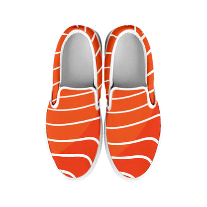 Salmon Print White Slip On Shoes