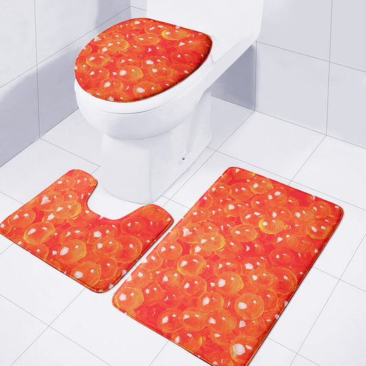 Salmon Roe Print 3 Piece Bath Mat Set