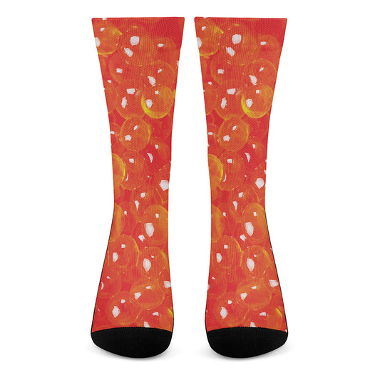 Salmon Roe Print Crew Socks