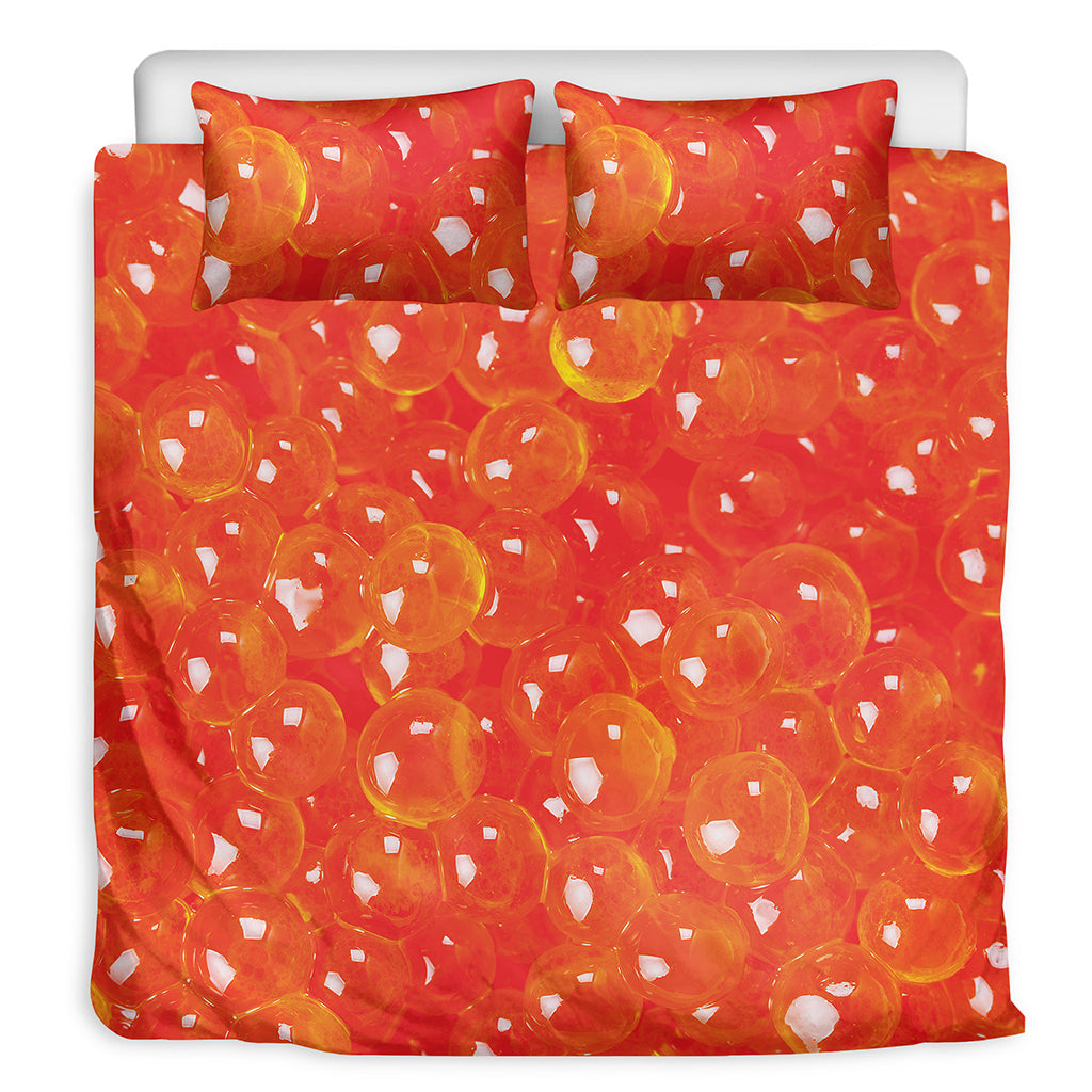 Salmon Roe Print Duvet Cover Bedding Set