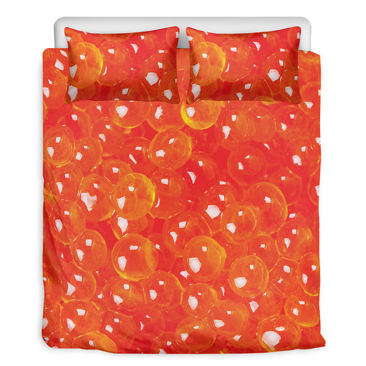 Salmon Roe Print Duvet Cover Bedding Set