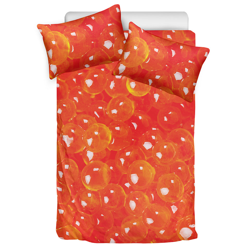 Salmon Roe Print Duvet Cover Bedding Set