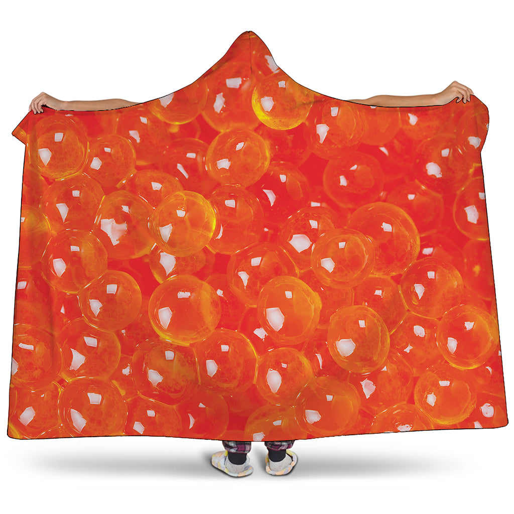 Salmon Roe Print Hooded Blanket