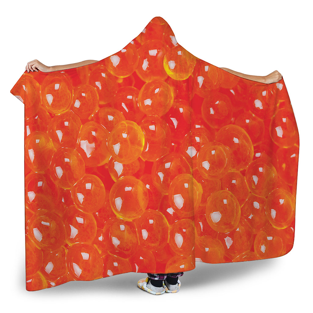 Salmon Roe Print Hooded Blanket