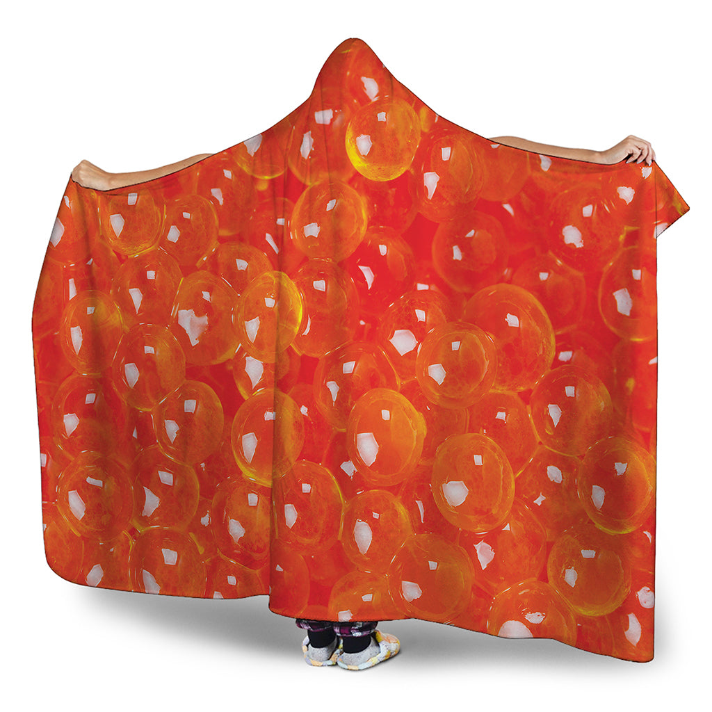 Salmon Roe Print Hooded Blanket