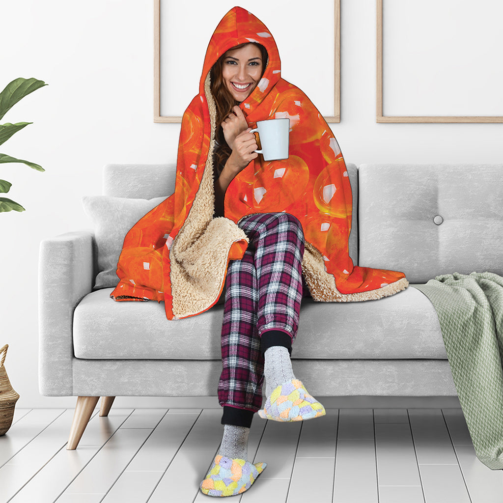 Salmon Roe Print Hooded Blanket