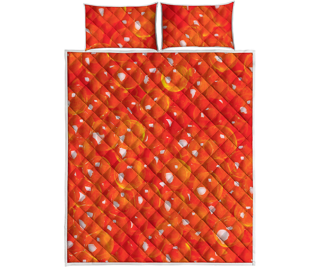 Salmon Roe Print Quilt Bed Set