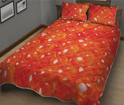 Salmon Roe Print Quilt Bed Set