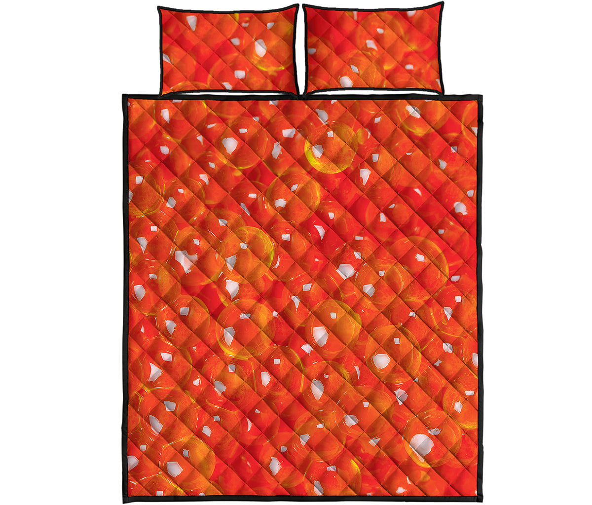 Salmon Roe Print Quilt Bed Set