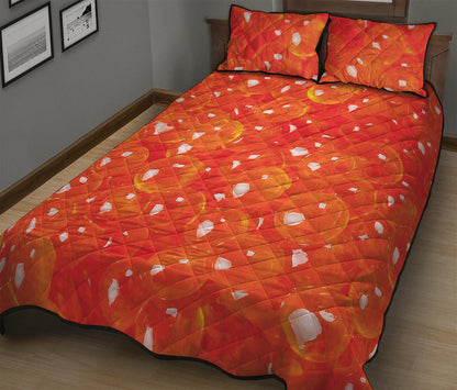 Salmon Roe Print Quilt Bed Set