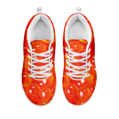 Salmon Roe Print White Sneakers