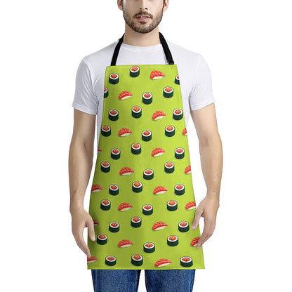 Salmon Sushi And Rolls Pattern Print Apron