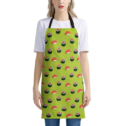 Salmon Sushi And Rolls Pattern Print Apron