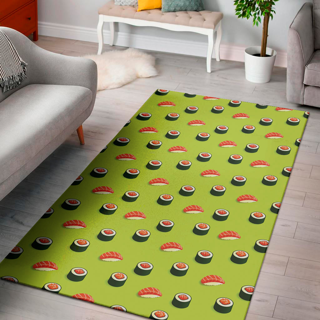 Salmon Sushi And Rolls Pattern Print Area Rug