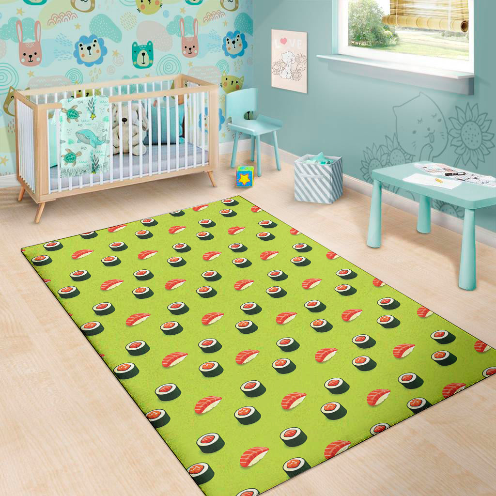 Salmon Sushi And Rolls Pattern Print Area Rug