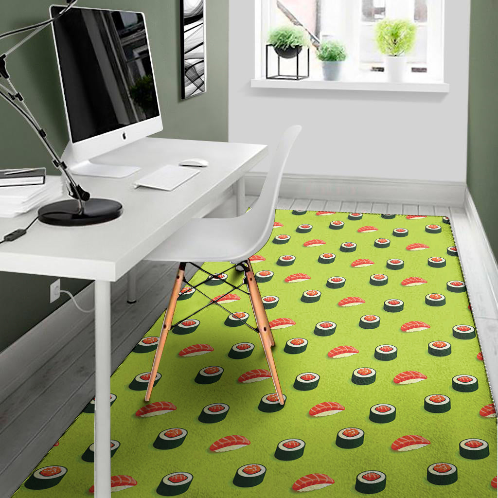Salmon Sushi And Rolls Pattern Print Area Rug