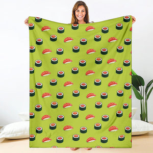 Salmon Sushi And Rolls Pattern Print Blanket