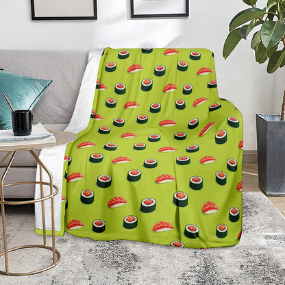 Salmon Sushi And Rolls Pattern Print Blanket