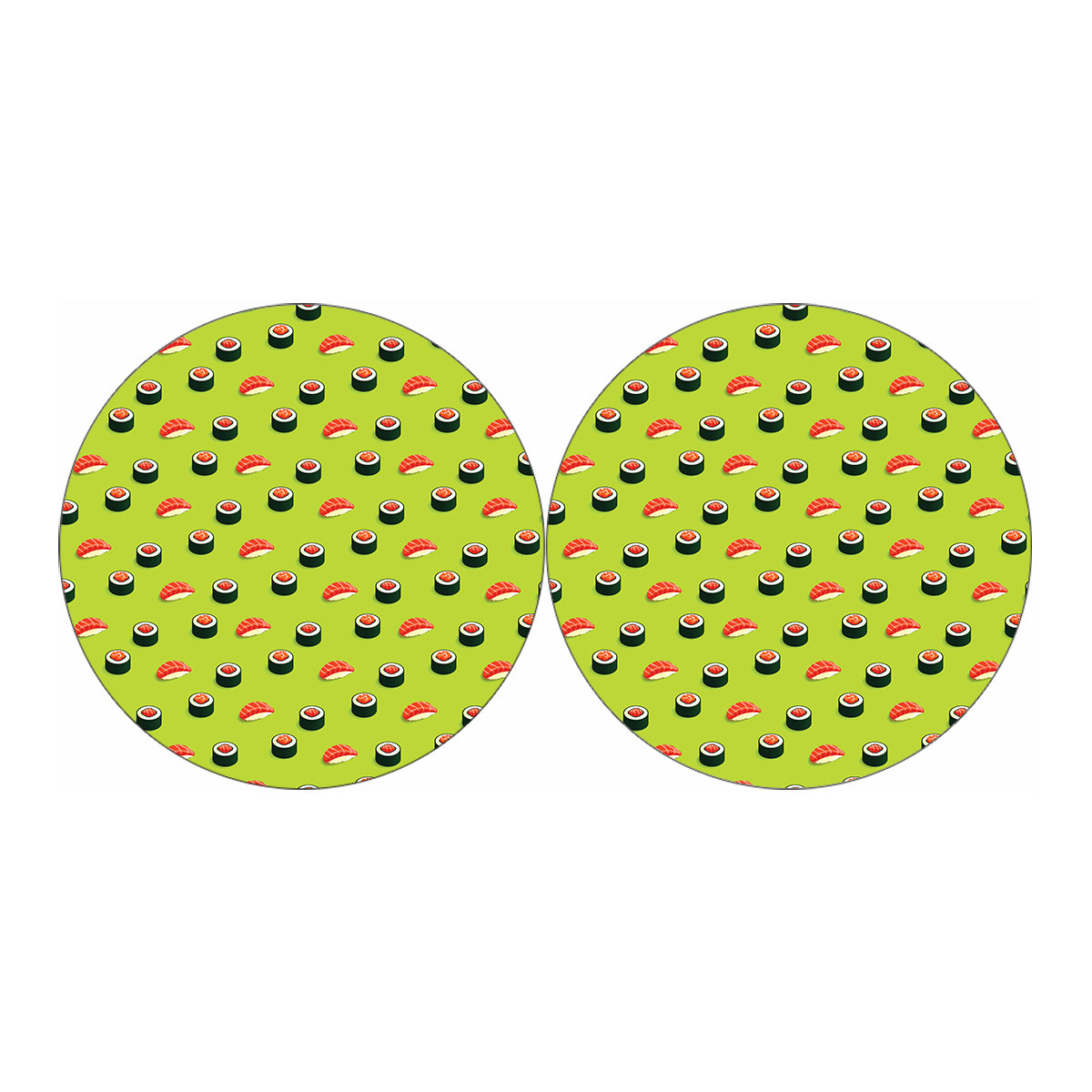 Salmon Sushi And Rolls Pattern Print Car Coasters
