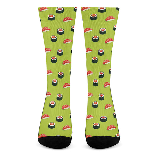 Salmon Sushi And Rolls Pattern Print Crew Socks