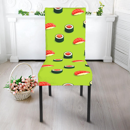 Salmon Sushi And Rolls Pattern Print Dining Chair Slipcover