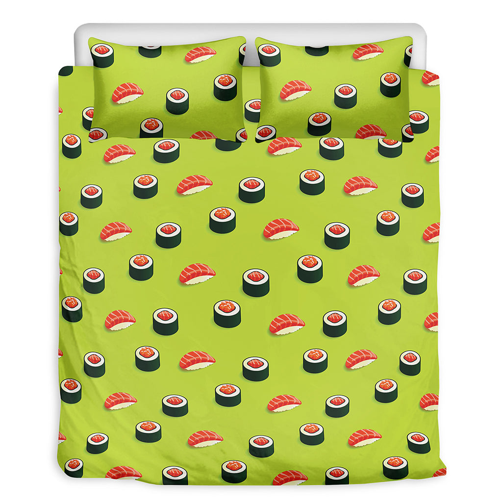 Salmon Sushi And Rolls Pattern Print Duvet Cover Bedding Set