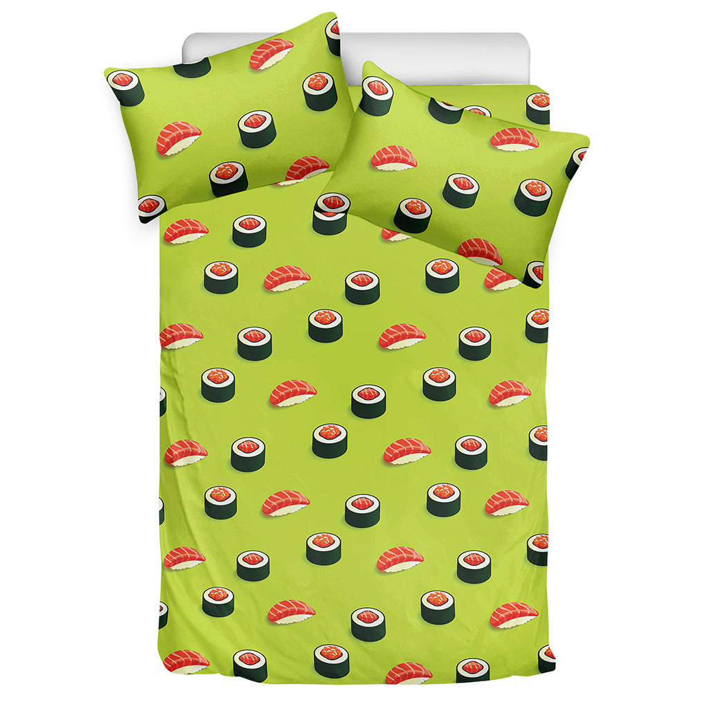 Salmon Sushi And Rolls Pattern Print Duvet Cover Bedding Set