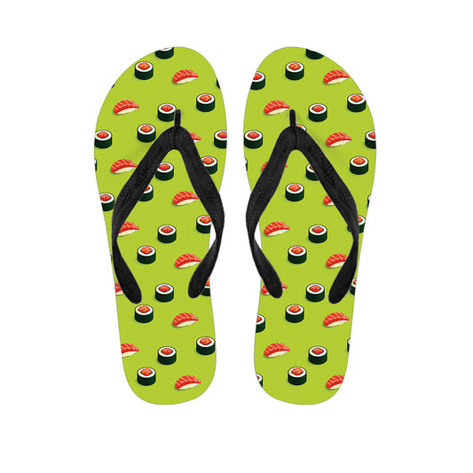 Salmon Sushi And Rolls Pattern Print Flip Flops