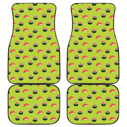 Salmon Sushi And Rolls Pattern Print Front and Back Car Floor Mats
