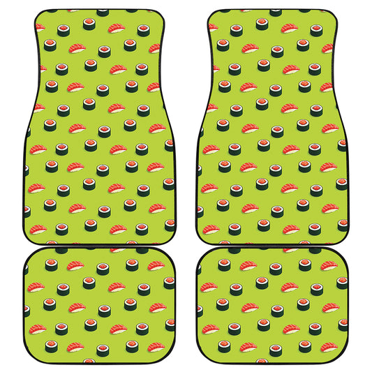 Salmon Sushi And Rolls Pattern Print Front and Back Car Floor Mats