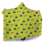 Salmon Sushi And Rolls Pattern Print Hooded Blanket