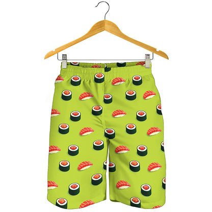 Salmon Sushi And Rolls Pattern Print Men's Shorts