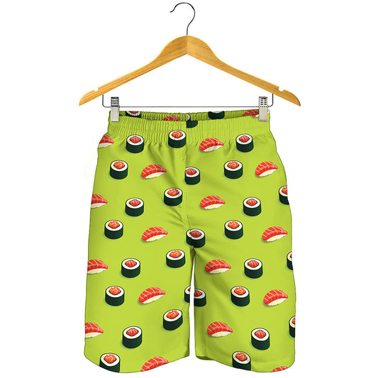 Salmon Sushi And Rolls Pattern Print Men's Shorts