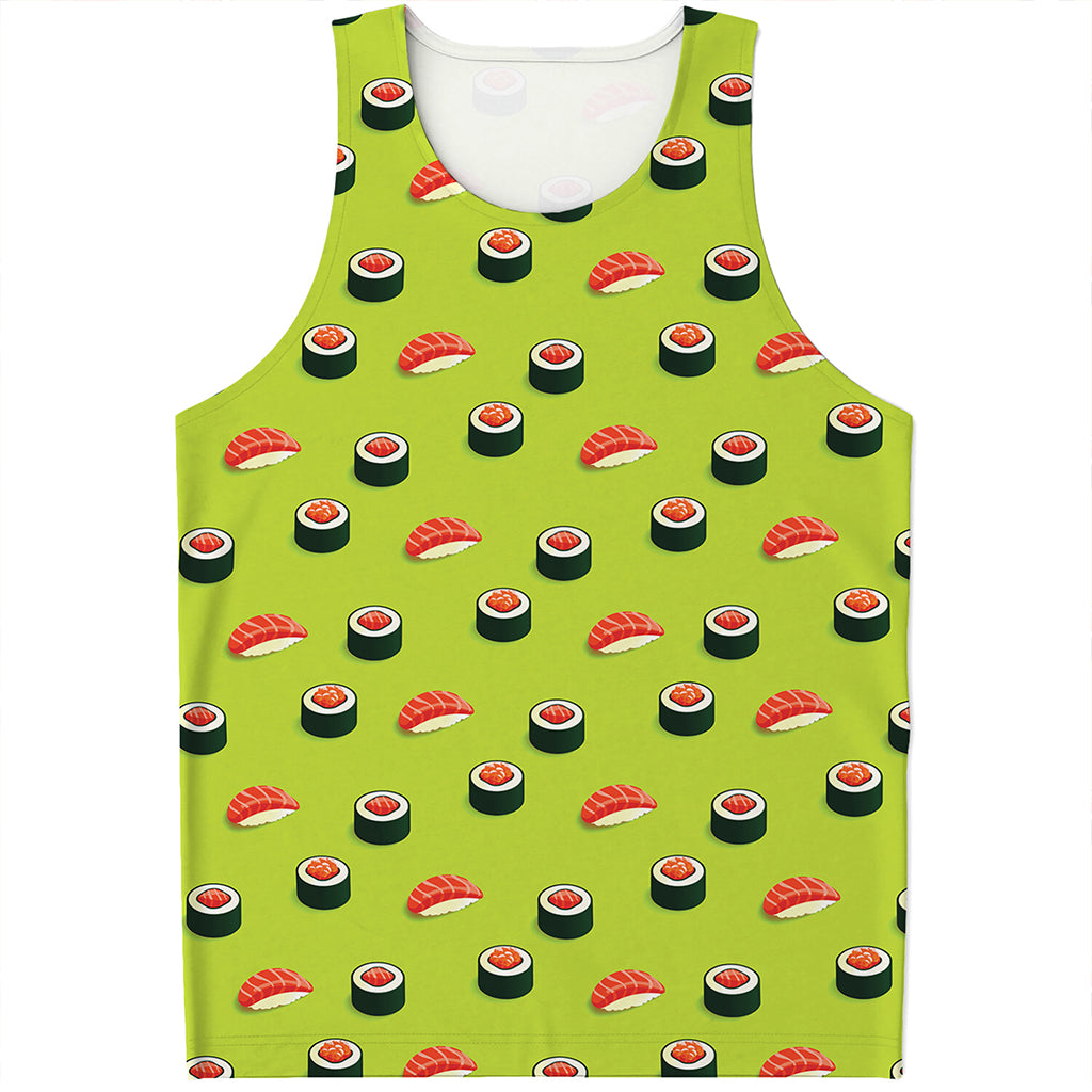Salmon Sushi And Rolls Pattern Print Men's Tank Top