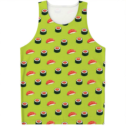 Salmon Sushi And Rolls Pattern Print Men's Tank Top