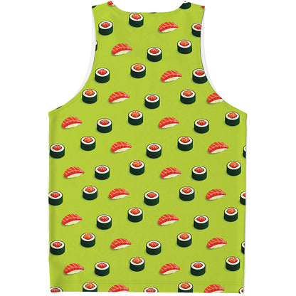 Salmon Sushi And Rolls Pattern Print Men's Tank Top