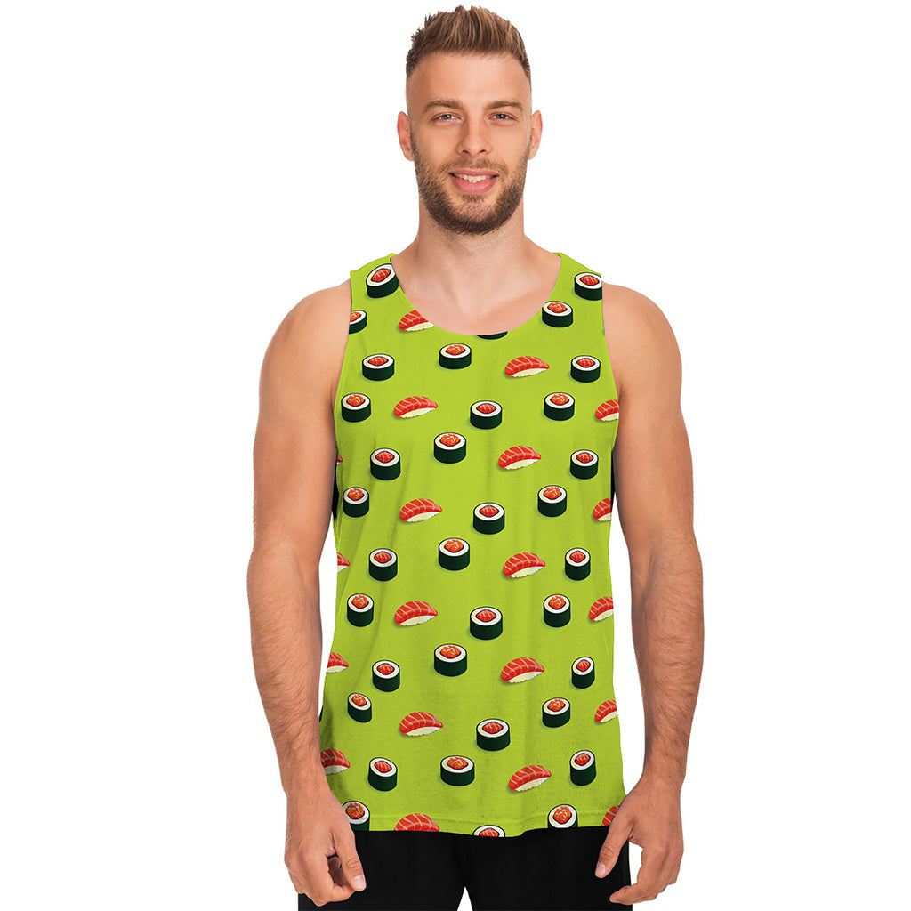 Salmon Sushi And Rolls Pattern Print Men's Tank Top