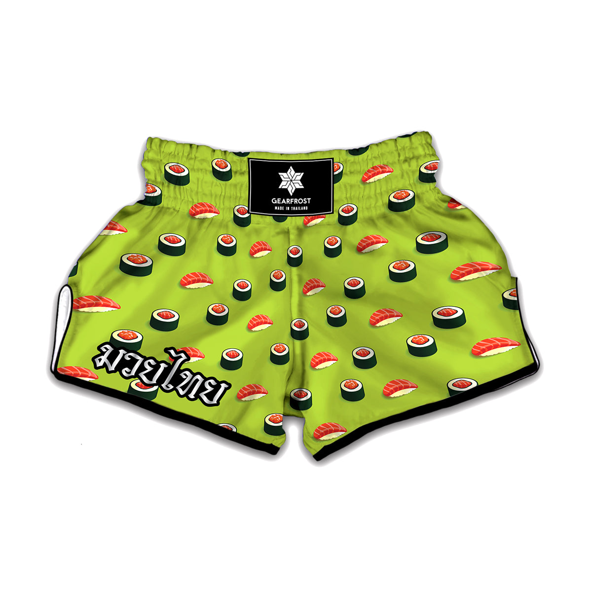 Salmon Sushi And Rolls Pattern Print Muay Thai Boxing Shorts