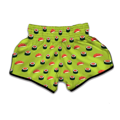 Salmon Sushi And Rolls Pattern Print Muay Thai Boxing Shorts