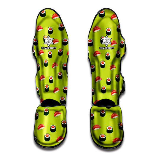 Salmon Sushi And Rolls Pattern Print Muay Thai Shin Guard