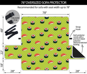 Salmon Sushi And Rolls Pattern Print Oversized Sofa Protector