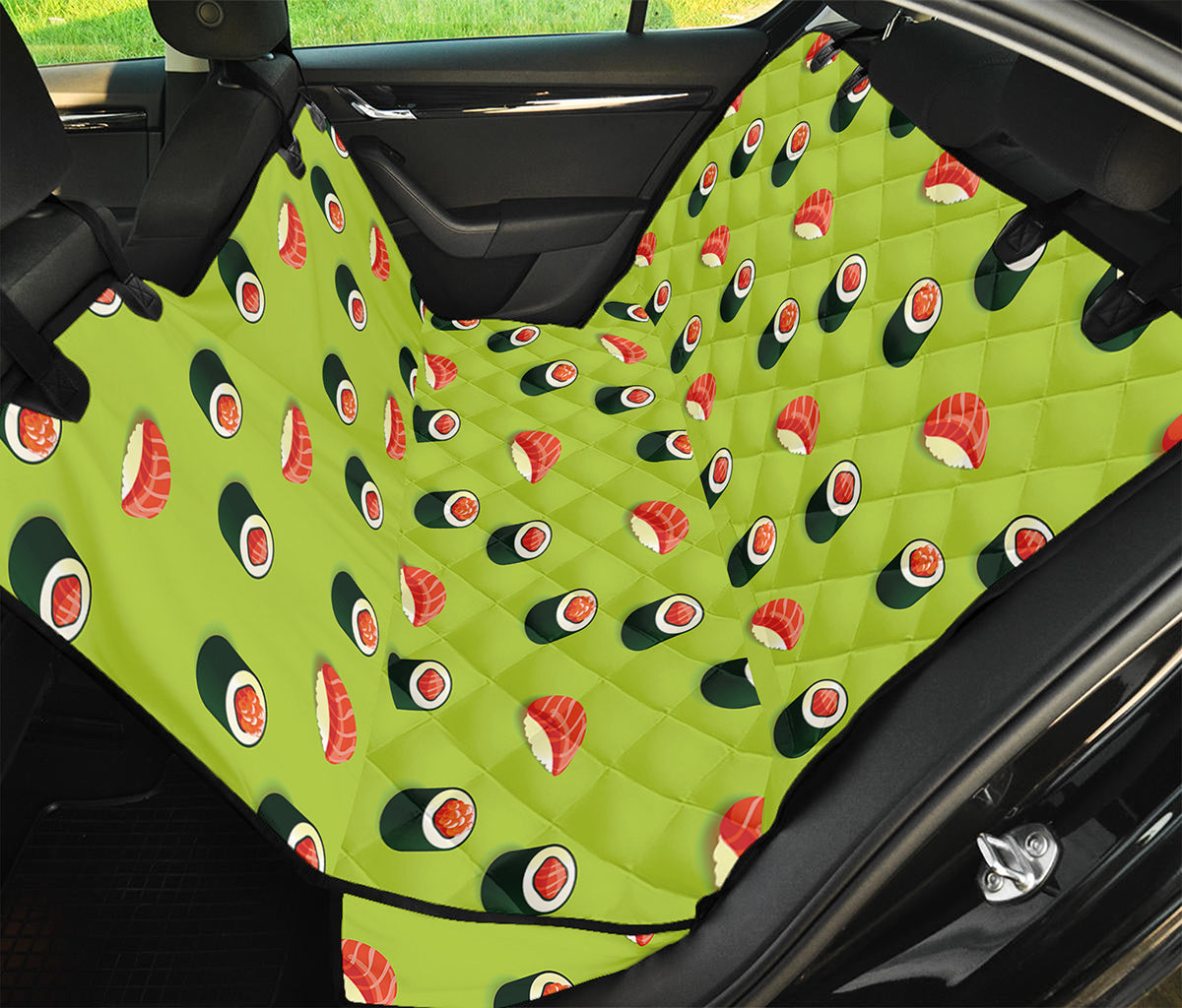 Salmon Sushi And Rolls Pattern Print Pet Car Back Seat Cover