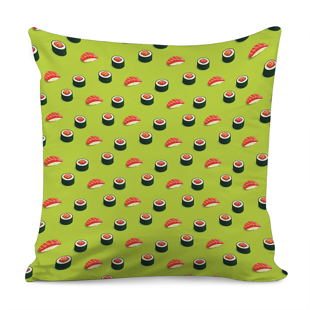 Salmon Sushi And Rolls Pattern Print Pillow Cover