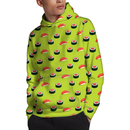Salmon Sushi And Rolls Pattern Print Pullover Hoodie