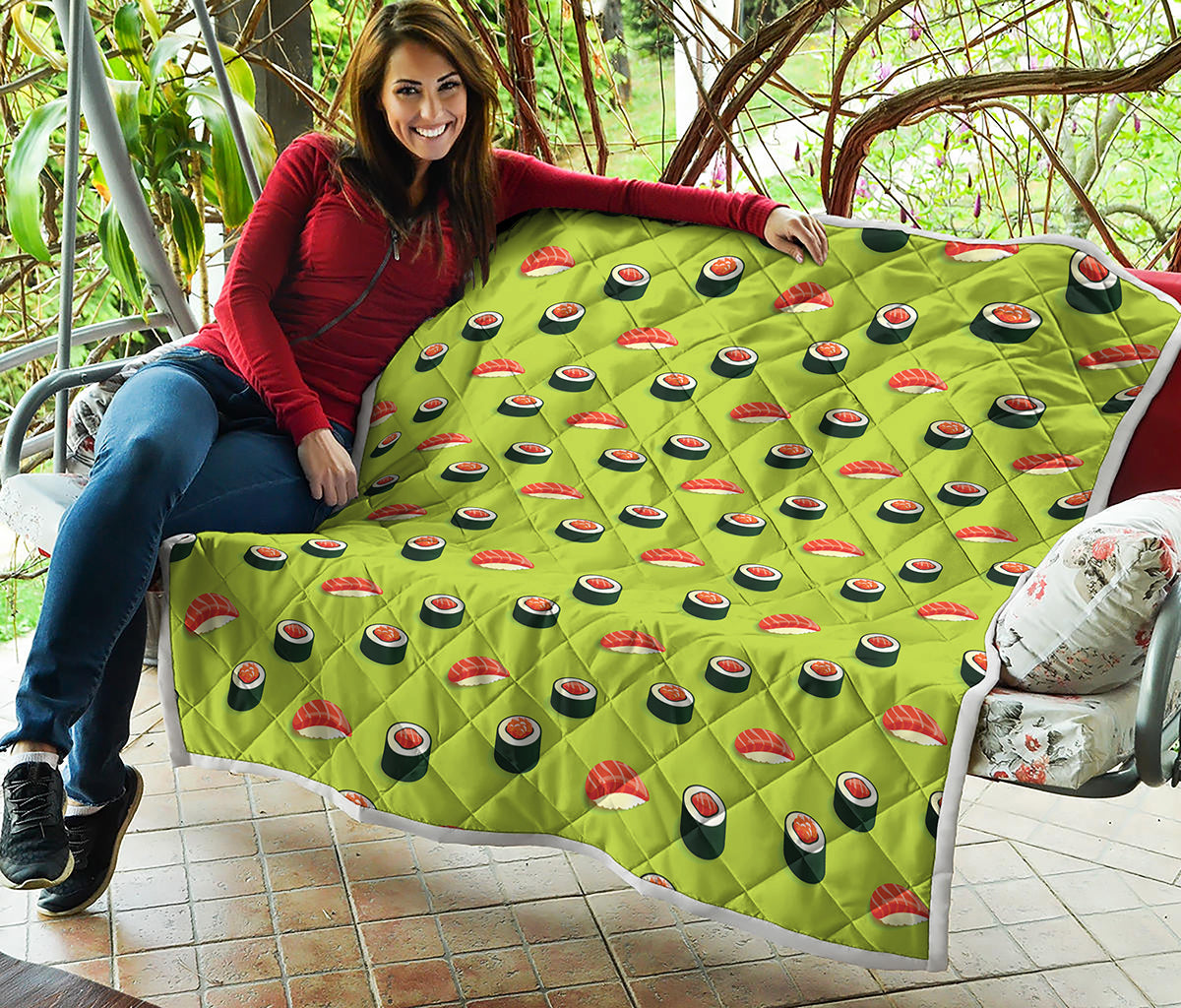 Salmon Sushi And Rolls Pattern Print Quilt