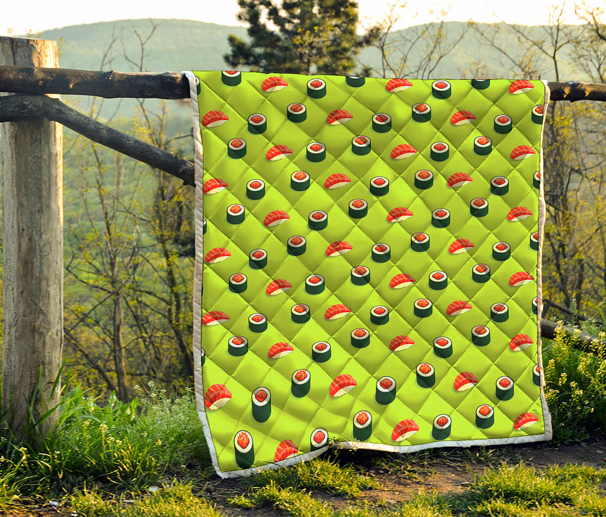 Salmon Sushi And Rolls Pattern Print Quilt