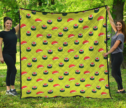 Salmon Sushi And Rolls Pattern Print Quilt