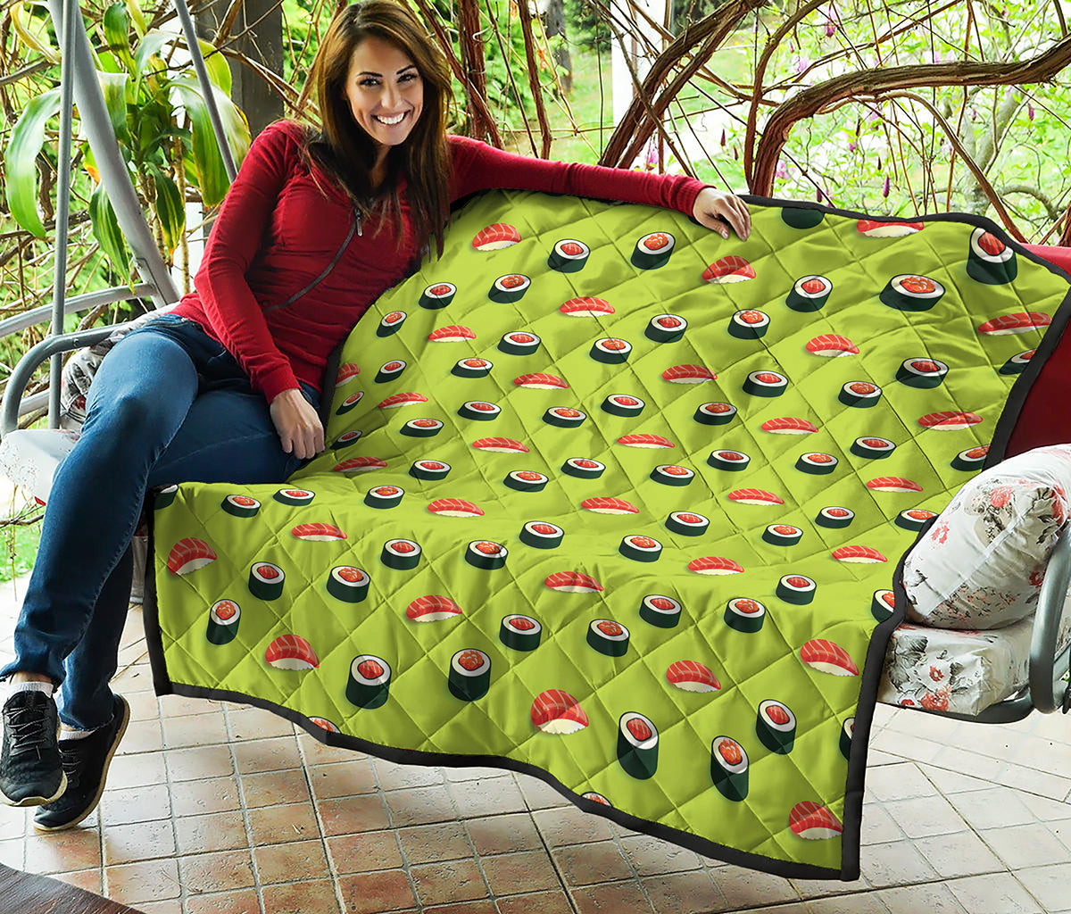 Salmon Sushi And Rolls Pattern Print Quilt