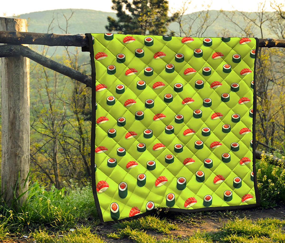 Salmon Sushi And Rolls Pattern Print Quilt
