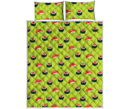 Salmon Sushi And Rolls Pattern Print Quilt Bed Set